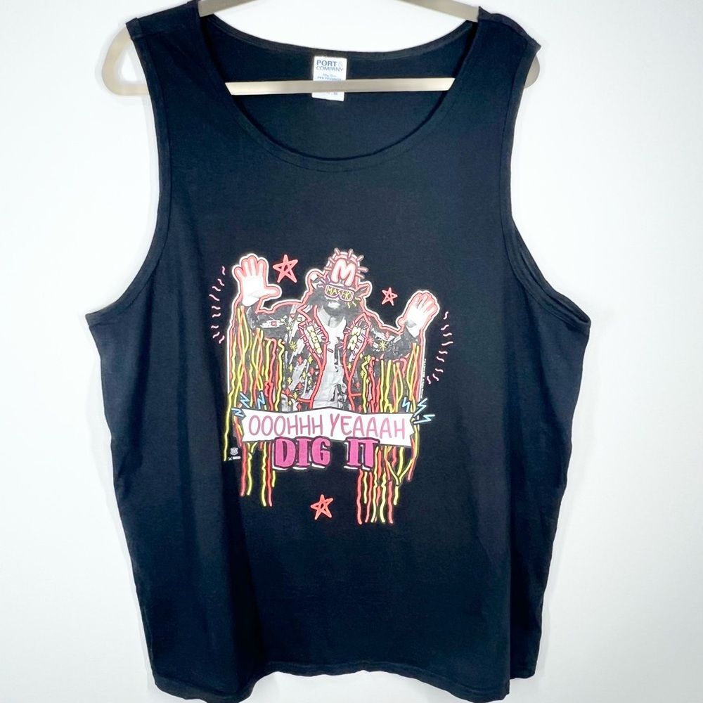 WWE Nerds Macho Man "Ooohhh Yeaaah Dig It" Retro Neon Tank Top 2018 XL